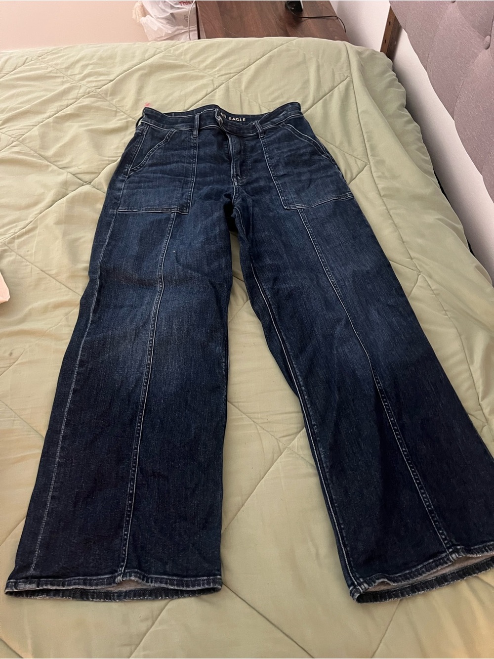 American Eagle Outfitters Dark Blue Wide-Leg Jeans